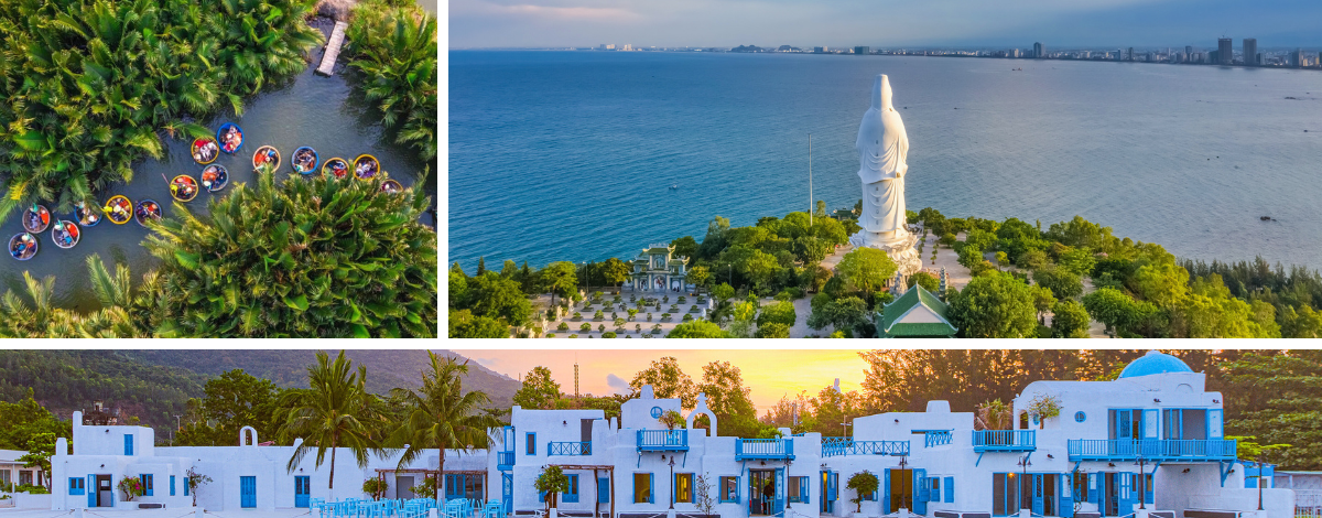 迦南島竹籃船→螃蟹海鮮火鍋→山茶半島→地中海風格下午茶(含一杯飲品)→峴港→台北